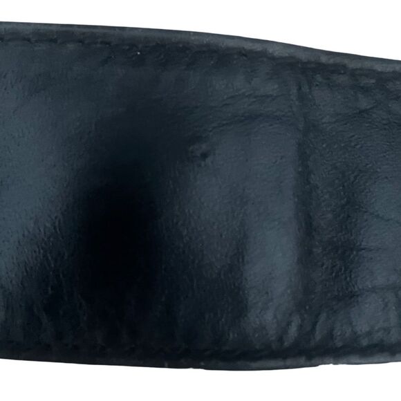 VINTAGE Doncaster Suede Leather Belt With Mother of Pearl Buckle Black - Picture 5 of 8